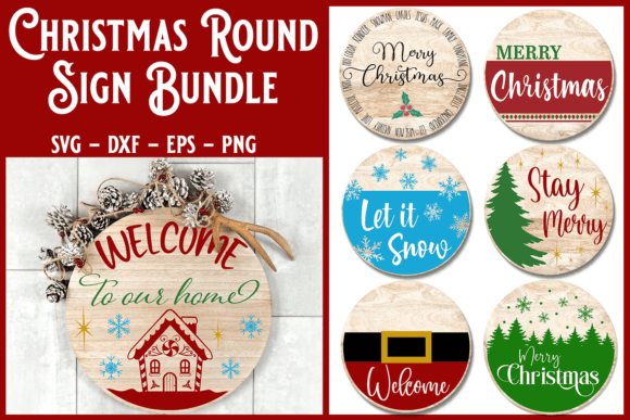 Christmas Round Sign SVG Bundle