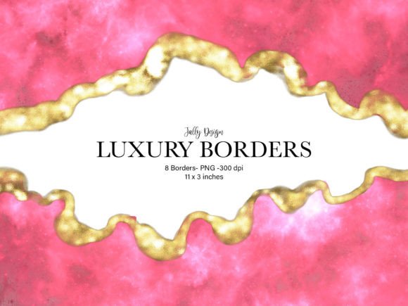 Elevate Your Digital and Print Projects with Shiny Luxury Pink Borders Clip Art