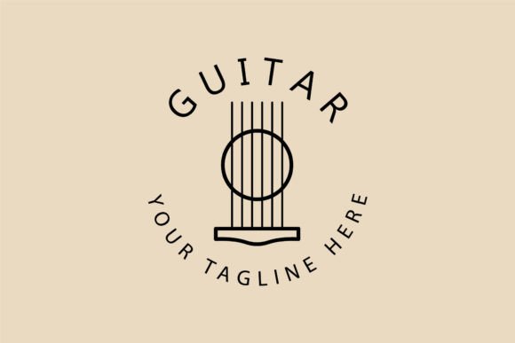 Guitar Line Art Logo, Icon and Symbol