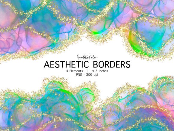 Holographic Agate Borders Clip Art