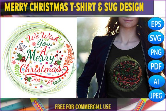 Merry Christmas T-Shirt SVG Design