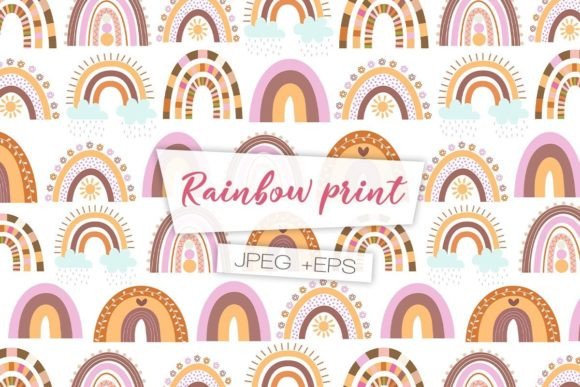 Rainbow Boho Pattern. Digital Paper