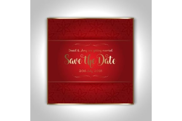Red Decorative Save the Date Invitation