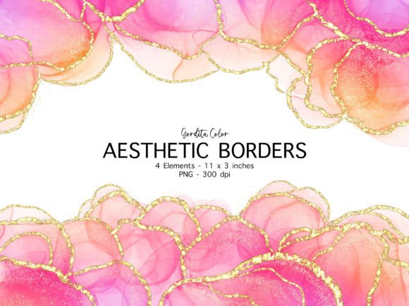 Sunset Colors Agate Borders Clip Art